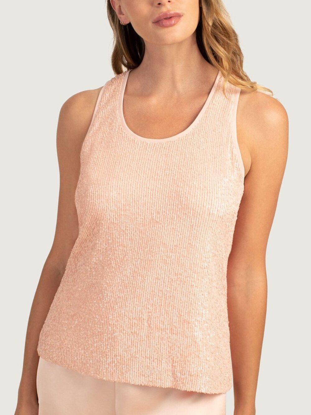 Trina Turk 'Admire' Sleeveless Sequin Tank Top, Strawberry Fields Pink